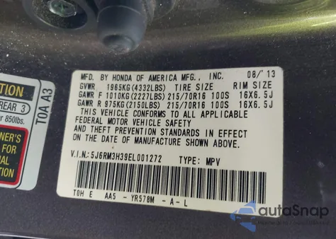 2014 Honda Cr-V Lx from USA, damaged, VIN 5J6RM3H39EL001272